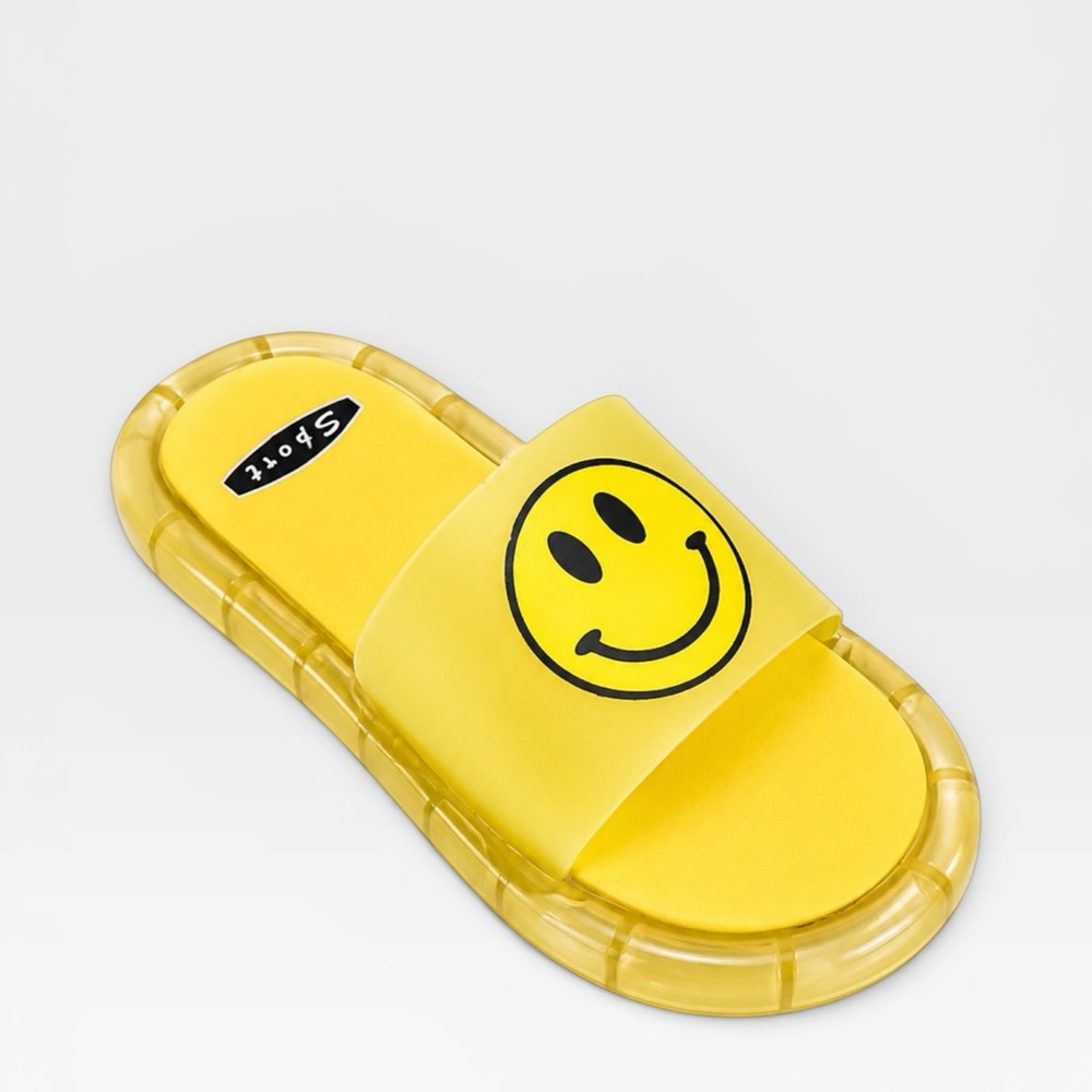 Yellow Smiley Face Slide Sandal